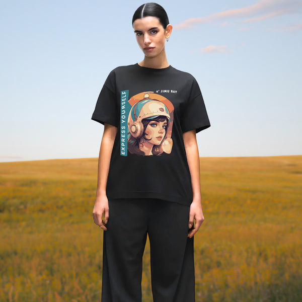 Futuristic Vision - Expressive Oversized Tee - - T-Shirts