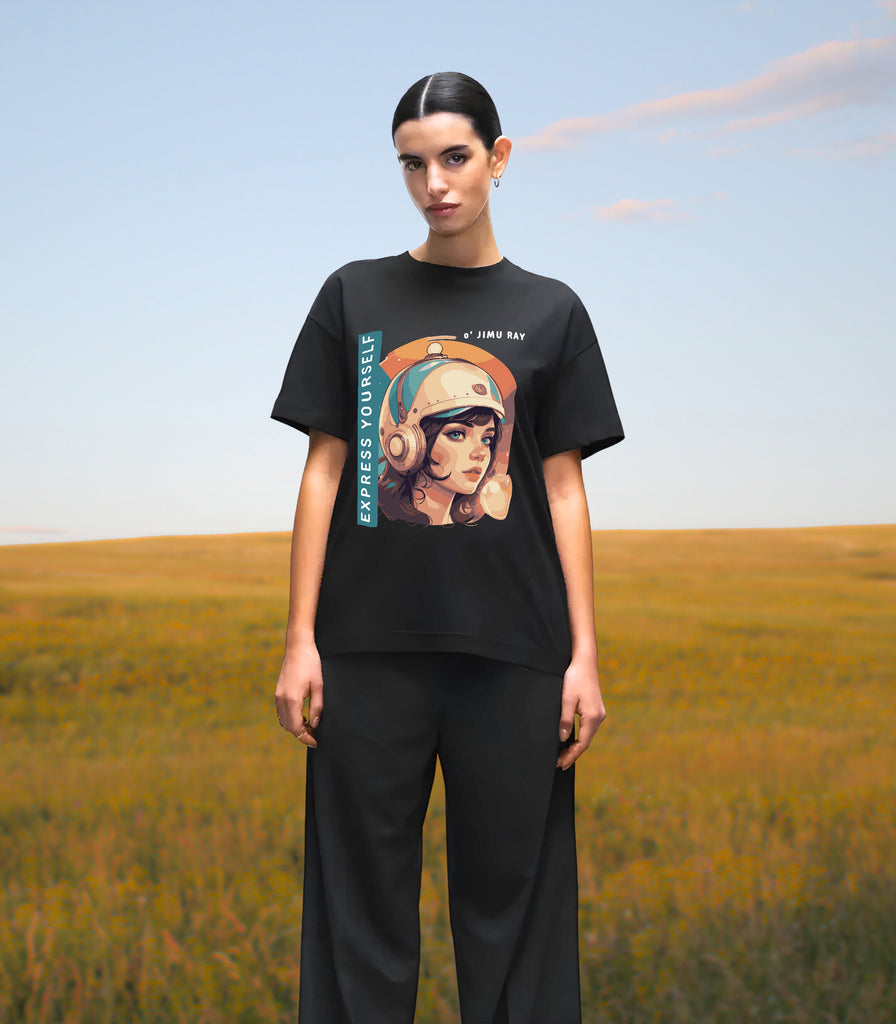 Futuristic Vision - Expressive Oversized Tee - - T-Shirts