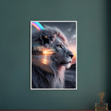 Lionhearted Elegance - Sunset Meets Power in Wall Art - - Framed Posters