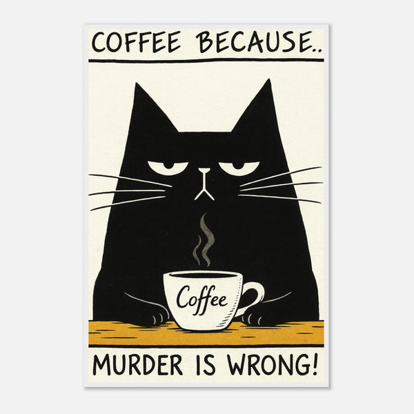 Funny Cat Coffee Quote - - Wooden Framed Posters