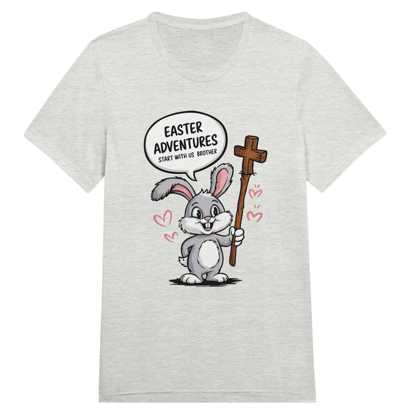 Easter Adventures Begin with Brother – Fun T-Shirt - Solid White Triblend - T-Shirt