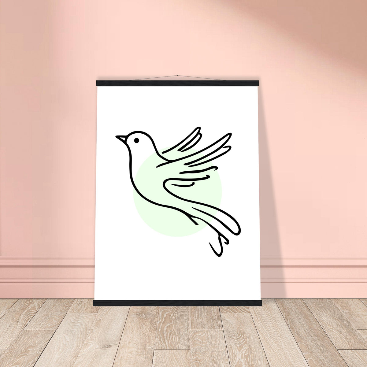 Serene Wings - Bird Art Poster with Magnetic Wooden Hanger - 60x80 cm 24x32″ Black wall hanger - Posters With Hanger