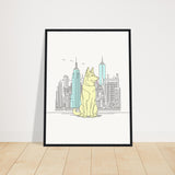 Urban Companion - Dog and Cityscape Art - 45x60 cm 18x24″ Black frame - Wooden Framed Posters