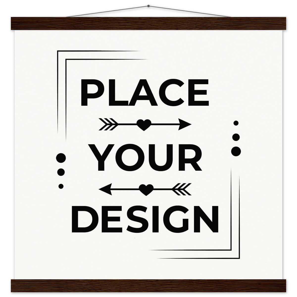 Elevate Your Space - Customizable Premium Matte Paper Poster with Hanger - 45x45 cm 18x18″ Dark wood wall hanger - Wooden Framed Posters