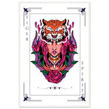 Artistry Unleashed - Warrior, Sacred Bull, and Tiger Spirit - 60x90 cm 24x36″ White frame Tiger Spirit - Wooden Framed Posters