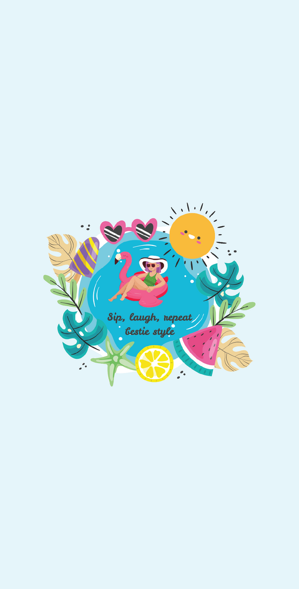 Bestie Vibes Can Cooler – Fun Tropical Summer Gift - - Can Cooler