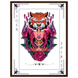 Artistry Unleashed - Warrior, Sacred Bull, and Tiger Spirit - 45x60 cm 18x24″ Dark wood frame Tiger Spirit - Wooden Framed Posters