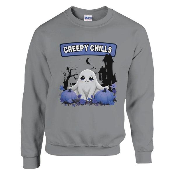 Adorable Haunts - Creepy Chills Ghost Sweatshirt - Sport Grey - Sweatshirts