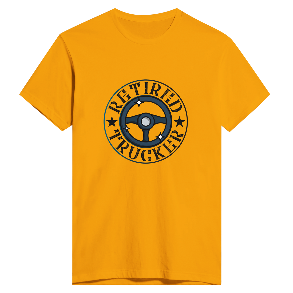 On the Open Road - Retired Trucker Tee - Gold - Print Material