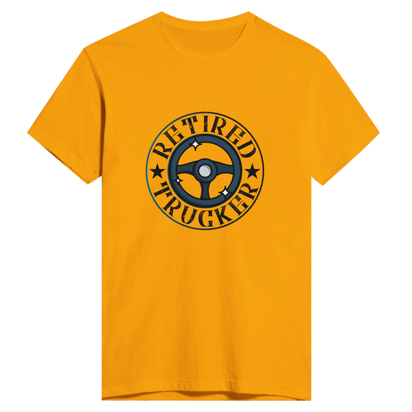 On the Open Road - Retired Trucker Tee - Gold - Print Material