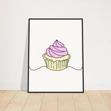 Cupcake Delight - Minimalist Pink Frosting Art - 60x80 cm 24x32″ Black frame - Wooden Framed Posters