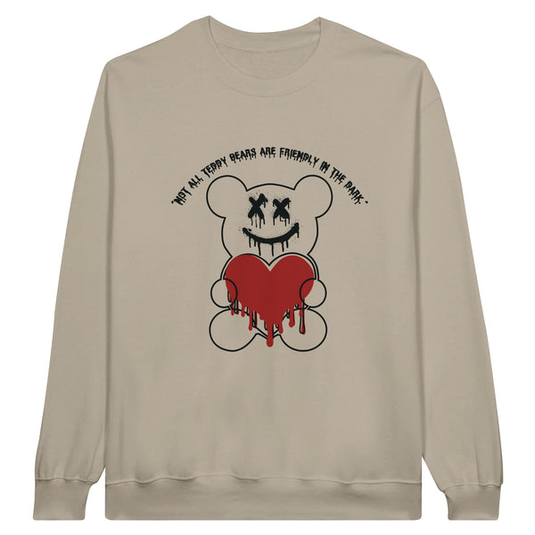 Heartfelt Warning - Unfriendly Teddy - Sand - Crewneck Sweatshirts