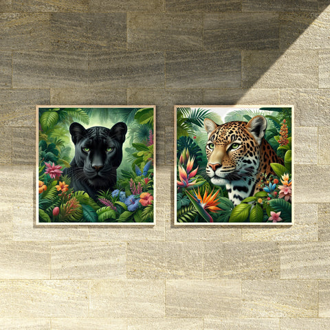 Image of Jungle Majesty - Panther & Leopard Duo