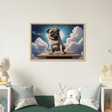 Playful Pug - Sitting Proud in the Sky - - Framed Canvas