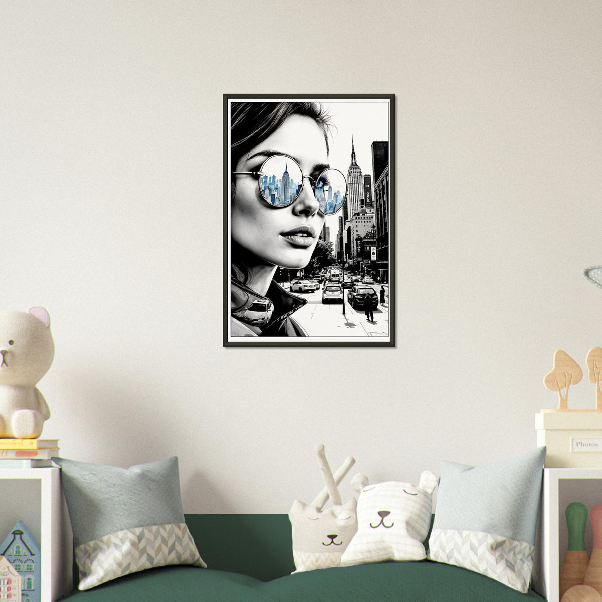 City Dreams Through Her Eyes – AI Art New York - - Framed Posters