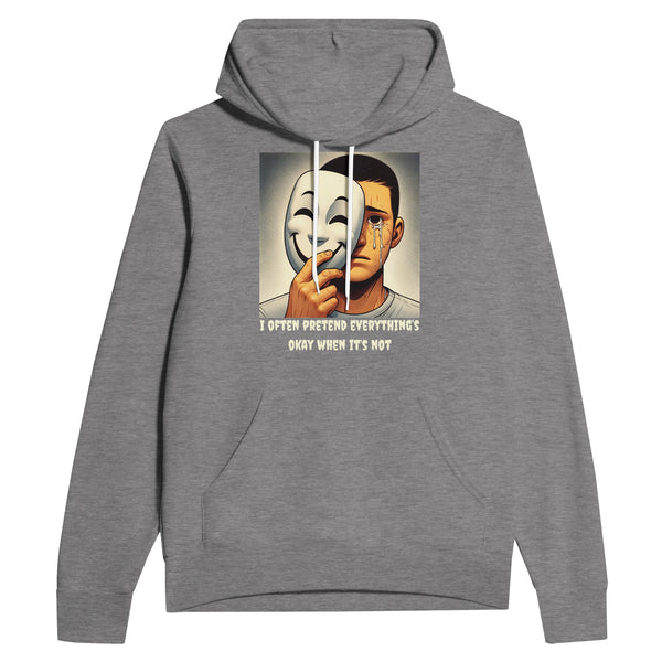 Masked Emotions Pullover - Reveal the Unseen - Dark Gray Heather - Hoodies