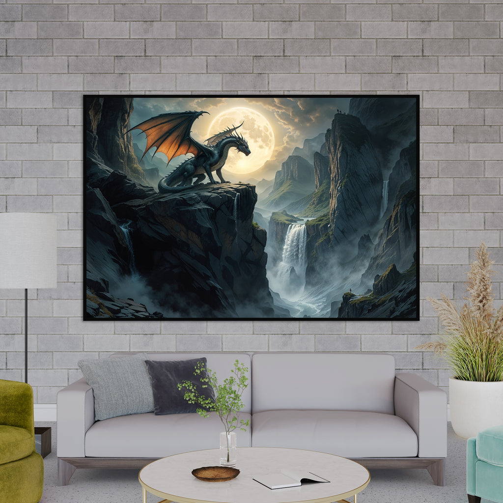 Moonlit Majesty - Dragon Art - - Framed Posters