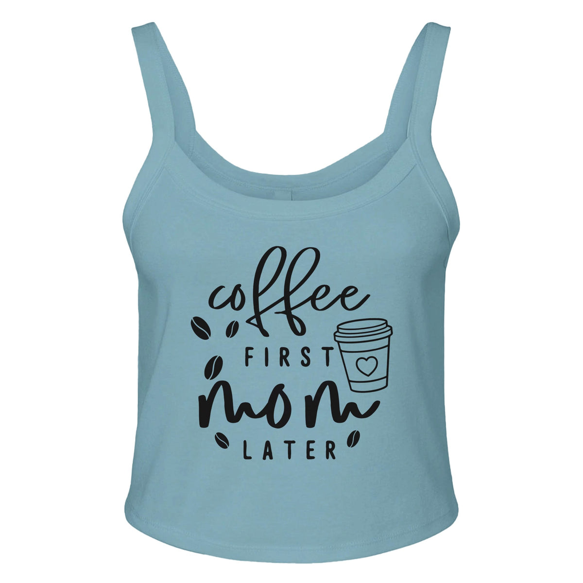 Brew Memories - Start Your Day Right with Our Coffee First Tank-Top - sld baby blu bln - Tank Tops