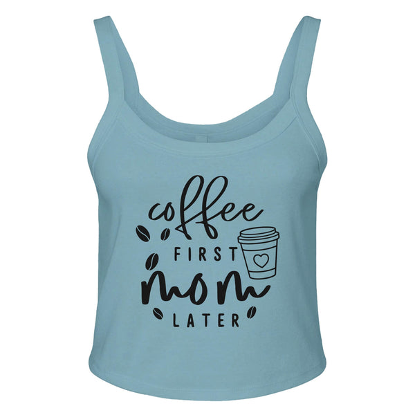 Brew Memories - Start Your Day Right with Our Coffee First Tank-Top - sld baby blu bln - Tank Tops