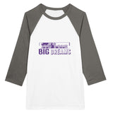 Small Business - Big Dreams - Unisex 3/4 Sleeve Raglan T-Shirt - White and Asphalt -