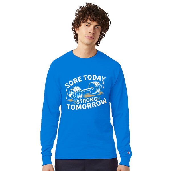 Strength Built on Soreness – Champion Your Progress - Royal Blue - Long Sleeves T-shirts