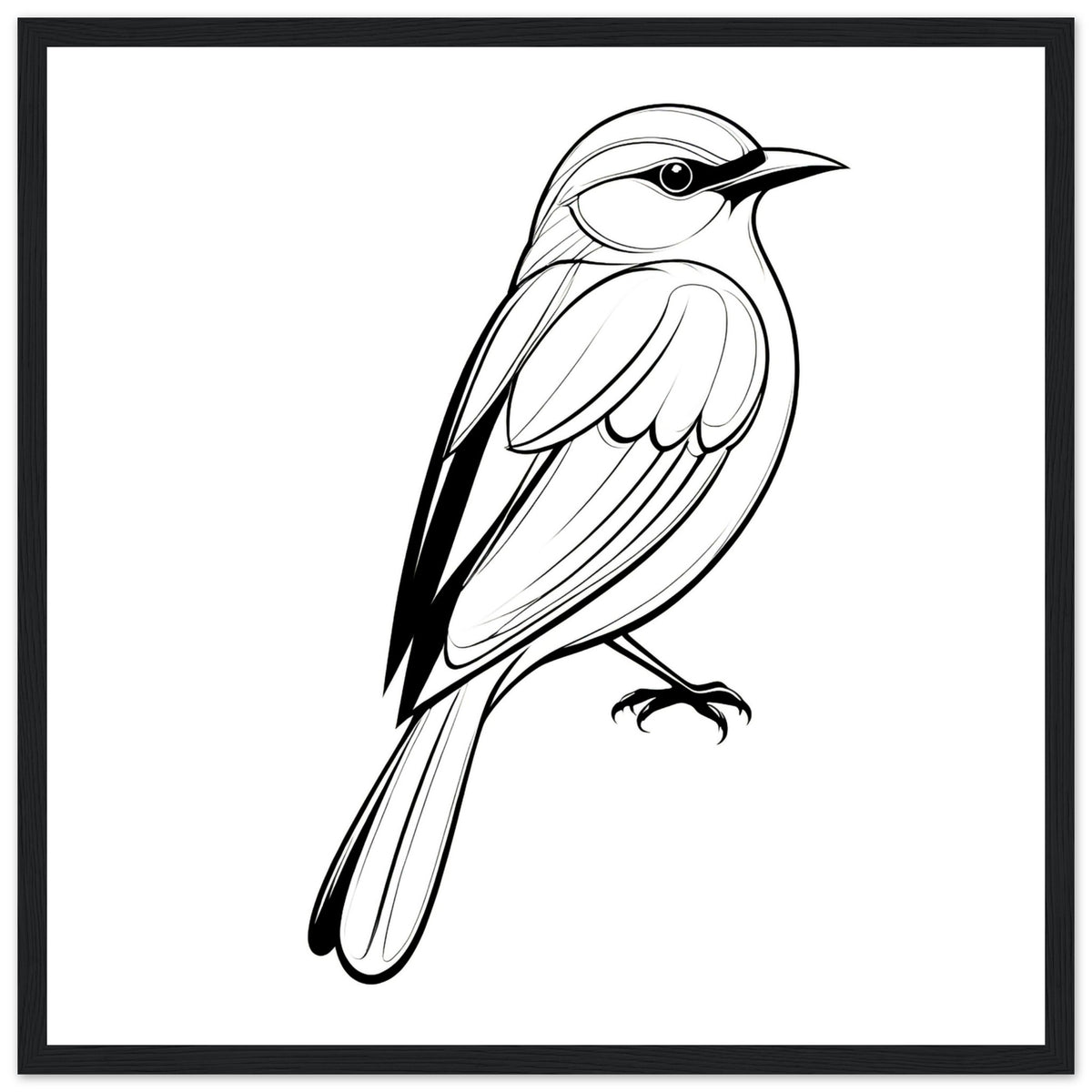 Serenity in Lines - Framed Bird Poster - 50x50 cm 20x20″ Black frame - Framed Posters