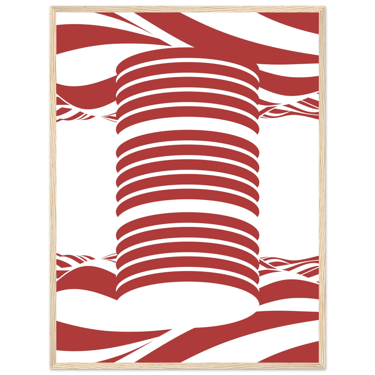 Twist of Elegance - Striking Red & White Art - 60x80 cm 24x32″ Wood frame - Framed Posters