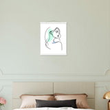 Elegance in Line - Minimalist Female Profile Art with Wooden Hangers - 40x50 cm 16x20″ White wall hanger - Posters With Hanger