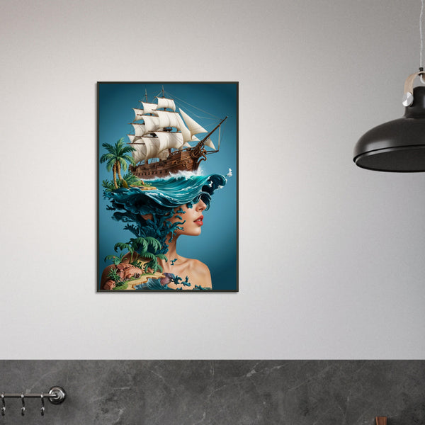 Wave of Imagination - Nautical Fantasy Art - 60x90 cm 24x36″ - Framed Poster