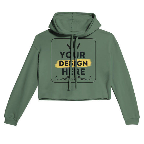 Effortless Elegance - Women's Customizable Cropped Hoodie - Military Green - Hoodies