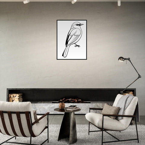 Image of Serenity in Lines - Framed Bird Poster