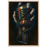 Retro Mic Hand Print – Musician Wooden Frame Gift - Wood frame - Wooden Framed Posters