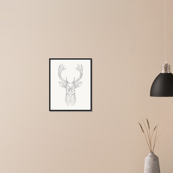 Nature's Grace - Deer Illustration - - Wooden Framed Posters