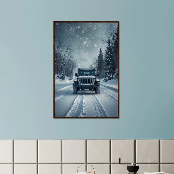 Bold Roads Ahead – Wooden Poster for Car Lovers - Dark wood frame - Wooden Framed Posters