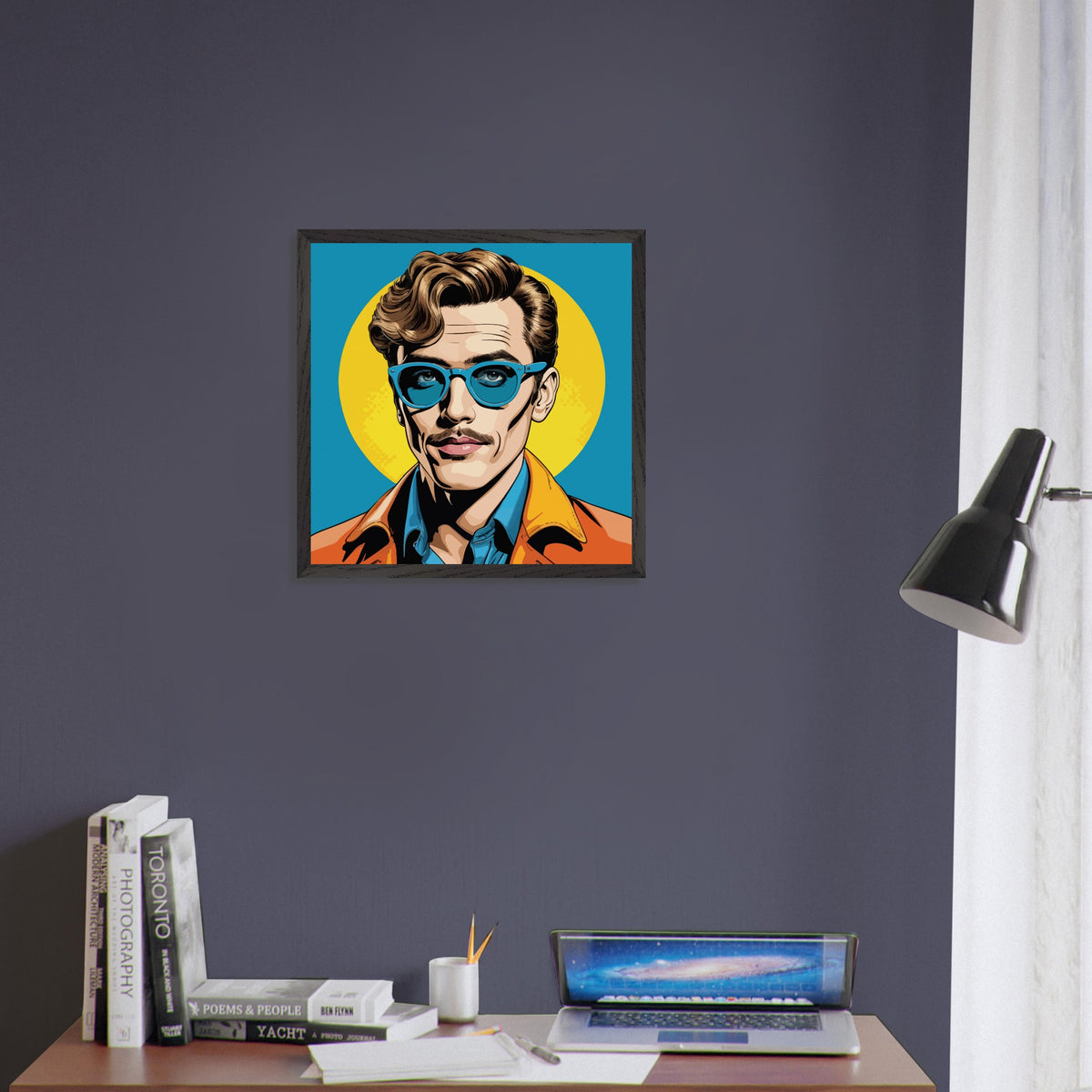 Timeless Style - Retro Elegance in Blue - - Wooden Framed Posters