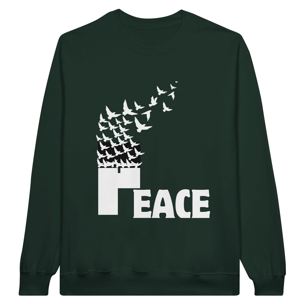 Flight to Peace - Artistic Expression - Forest Green - Crewneck Sweatshirts