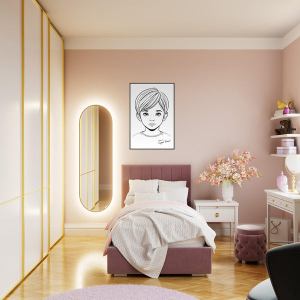 Innocence in Line Art - Framed Portrait of Childhood - - Framed Posters