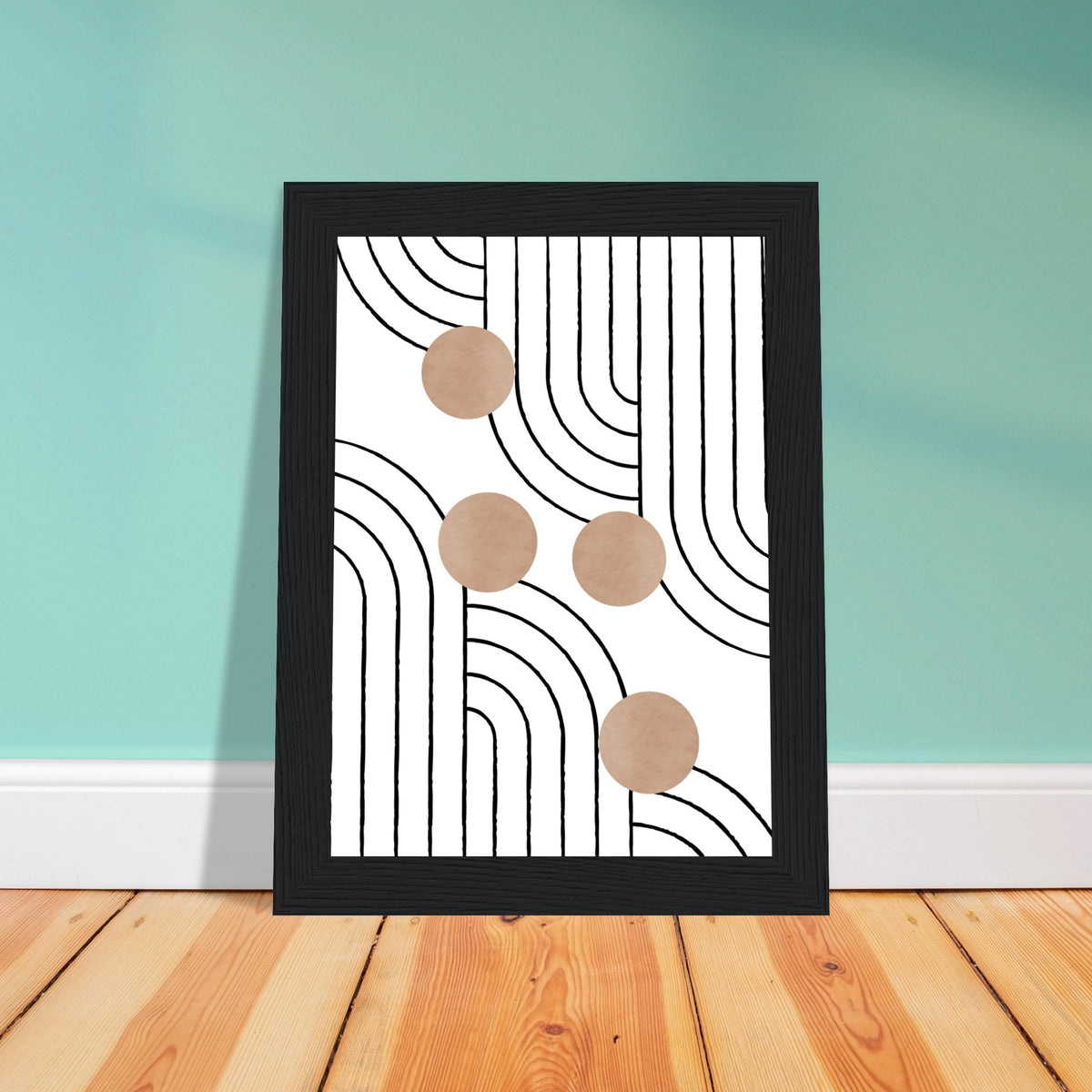 Timeless Elegance - Abstract Line Art with Natural Tones - - Wooden Framed Posters