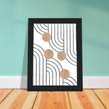 Timeless Elegance - Abstract Line Art with Natural Tones - - Wooden Framed Posters