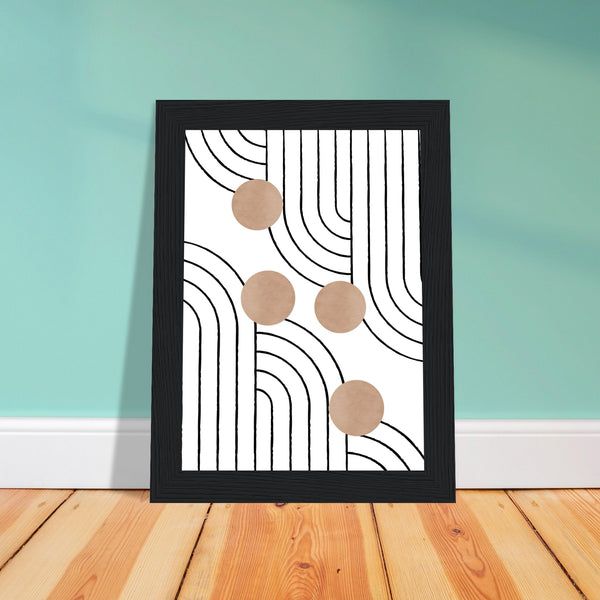 Timeless Elegance - Abstract Line Art with Natural Tones - - Wooden Framed Posters