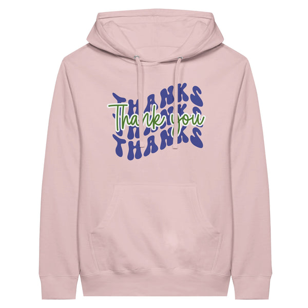 Gratitude in Threads - Premium Thanksgiving Typography Hoodie - Light Pink - Hoodies