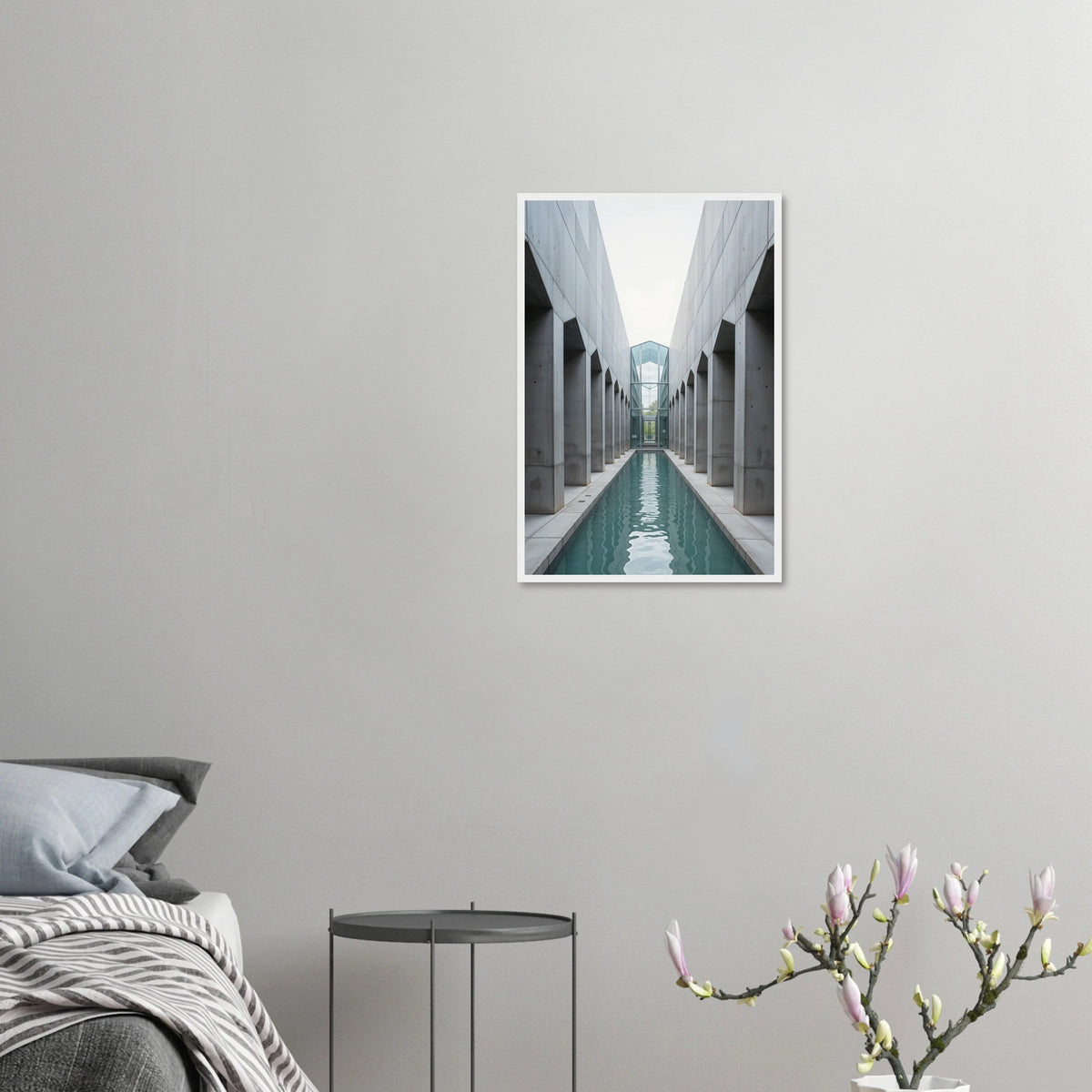 Minimalist Corridor - Architectural Serenity Framed Poster - 40x60 cm 16x24″ White frame - Wooden Framed Posters