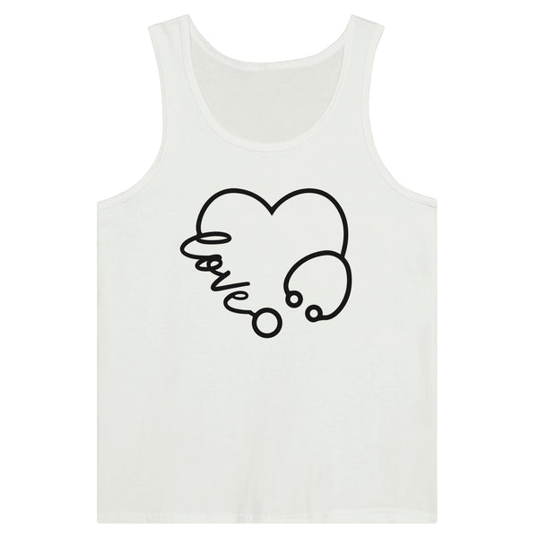 Endless Affection - Heart 'Love' Cotton Tank - White - Tank Tops