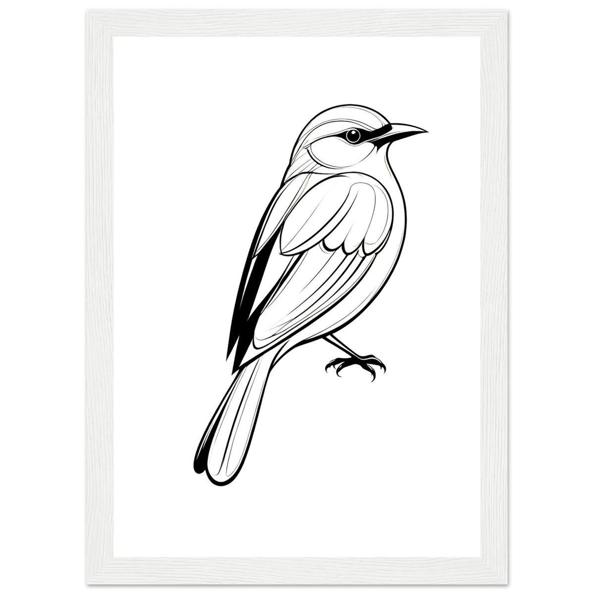 Serenity in Lines - Framed Bird Poster - A4 21x29.7 cm 8x12″ White frame - Framed Posters