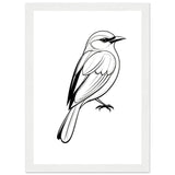 Serenity in Lines - Framed Bird Poster - A4 21x29.7 cm 8x12″ White frame - Framed Posters