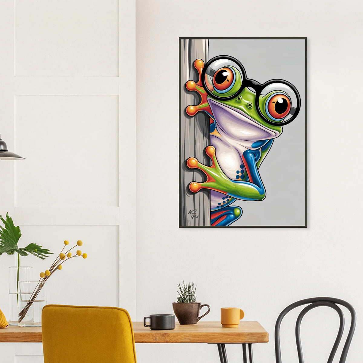 Funky Frog with Specs - Metal Framed Poster - - Metal Framed Posters