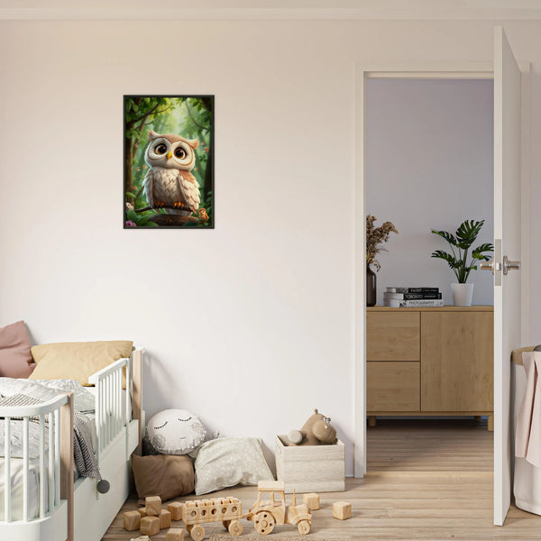 Forest Friend - A Whimsical Owl's Gaze - 40x60 cm 16x24″ - Metal Framed Posters