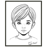 Innocence in Line Art - Framed Portrait of Childhood - 40x50 cm 16x20″ - Framed Posters