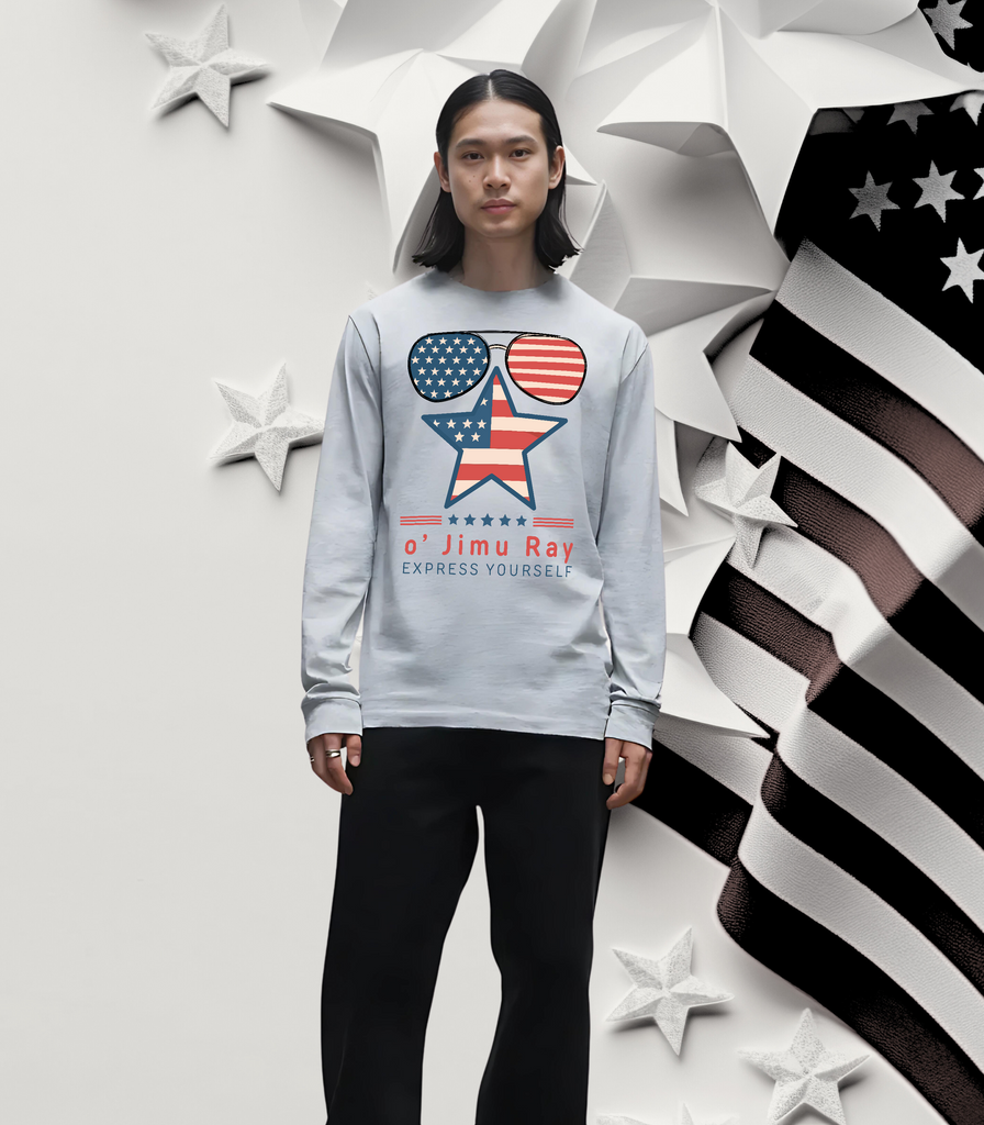 Patriotic Star - Cool Style o' Jimu Ray 4th July Special - - Long Sleeve T-shirts