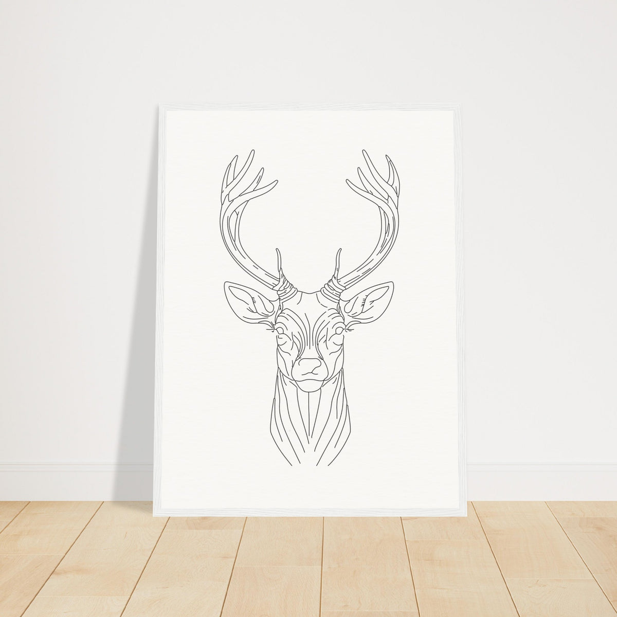 Nature's Grace - Deer Illustration - 45x60 cm 18x24″ White frame - Wooden Framed Posters